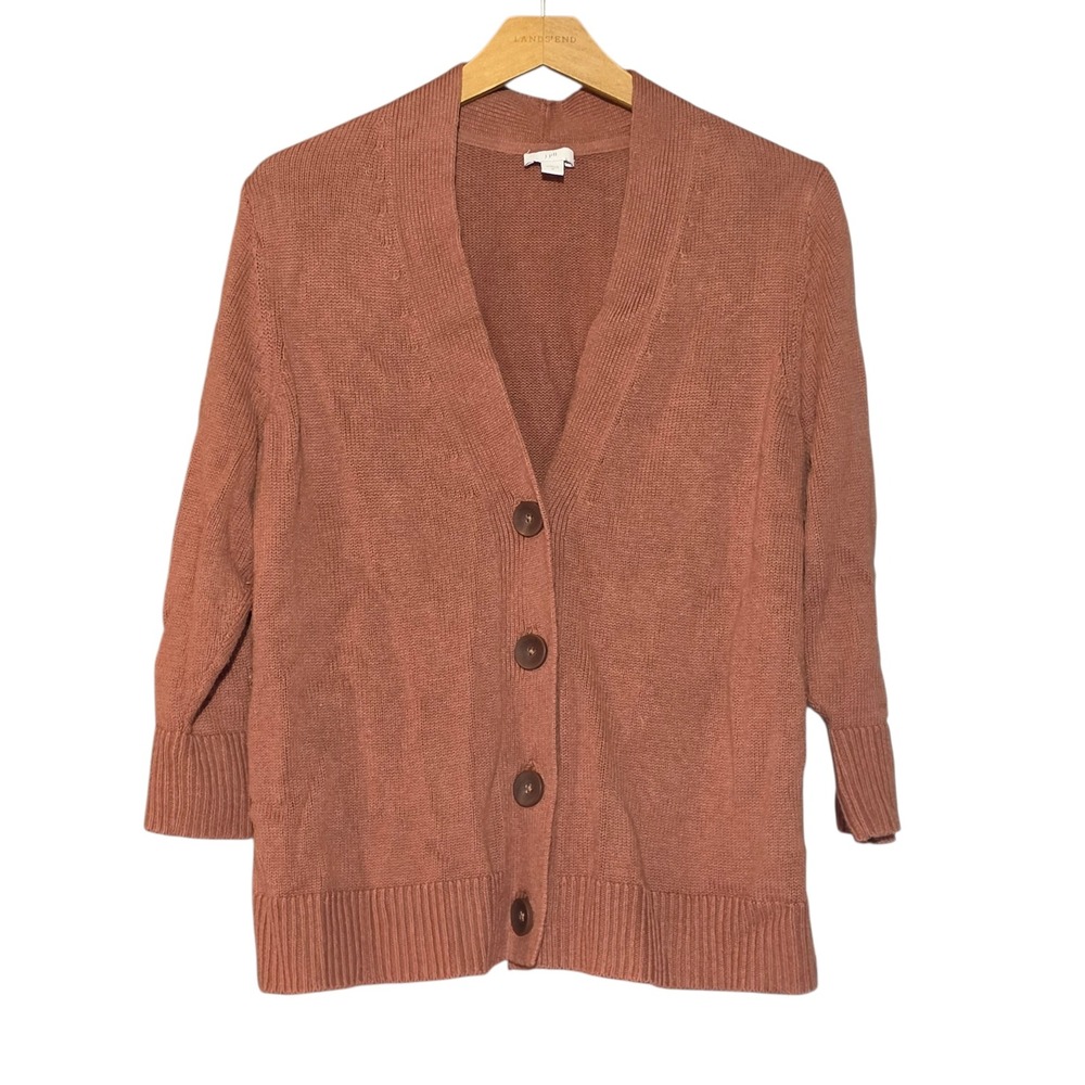 J. Jill Womens Terracotta Brown Button Front V-Neck Cardigan Sweater Size M